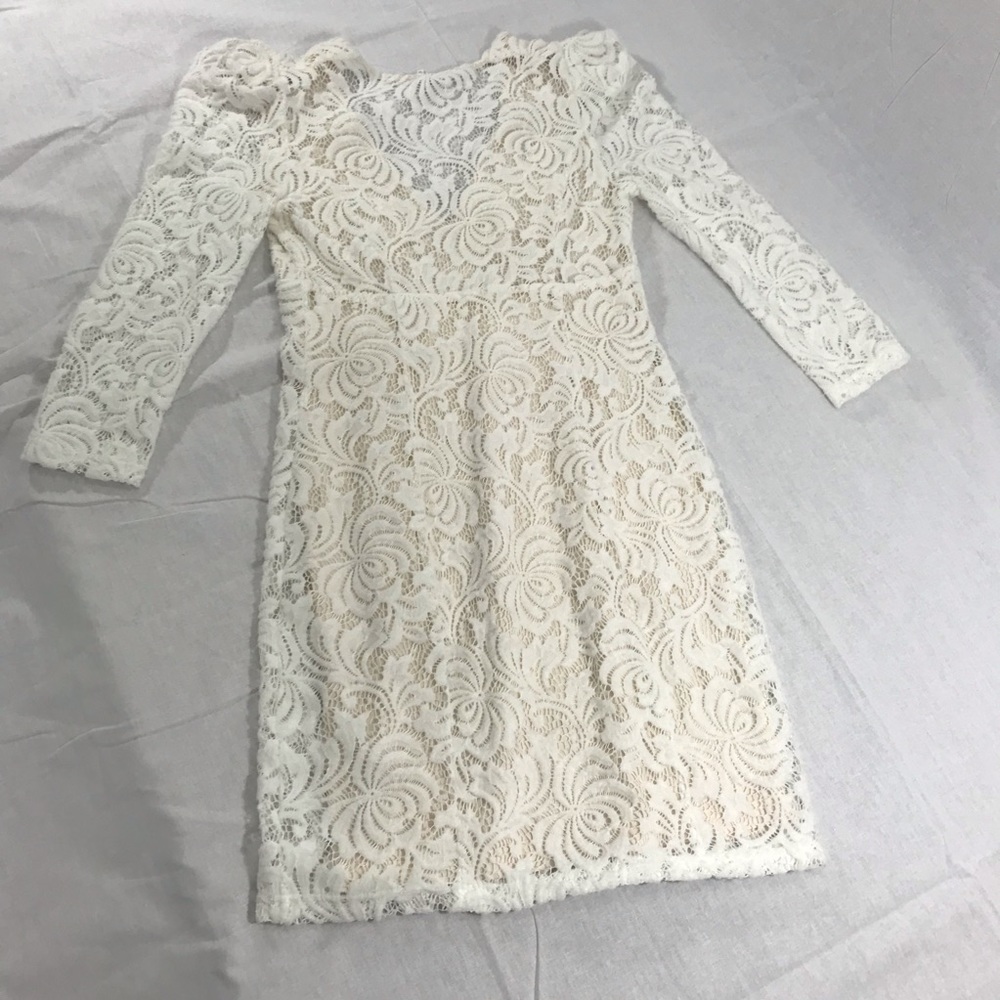FREE PEOPLE  Long Sleeve Textured Lace Deep Dress - Picture 4 of 5
